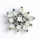 10 Pieces Vintage Silver Jelly Rhinestone Buttons Flower Cluster Flatback Wedding Embellishment DIY Jewelry Craft Hair Bow Accessories