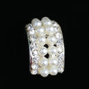 10 Pieces Pearl Decoration Buttons Flatback Arc-shaped Silver Base Hair Embellishment Buttons for Hair Bow Hair Clips Wedding Brooches Making