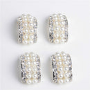 10 Pieces Pearl Decoration Buttons Flatback Arc-shaped Silver Base Hair Embellishment Buttons for Hair Bow Hair Clips Wedding Brooches Making
