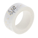 5 Meters 15mm Simple White Washi Masking Tape Roll Planner Stickers with Gold Metallic Dot for Arts, DIY Crafts, Gift Wrapping, Scrapbooking, Journals, Cards, and Daily Planners