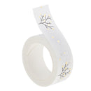 5 Meters 15mm Simple White Washi Masking Tape Roll Planner Stickers with Gold Metallic Dot for Arts, DIY Crafts, Gift Wrapping, Scrapbooking, Journals, Cards, and Daily Planners