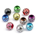 30 Pieces Random Multi Color Charm Beads European Silver Carved Lantern Spacer Beads 10.5mm For Jewelry Making DIY Bracelets Necklace Crafts 4.5mm Large Hole