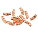 12 Pieces Curved Tube Beads 17x6mm Rose Gold Hollow Flower Spacer Metal Beads 4mm Hole for Bracelet Necklace Jewelry Making fit Rope Chains