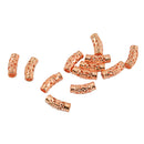 12 Pieces Curved Tube Beads 17x6mm Rose Gold Hollow Flower Spacer Metal Beads 4mm Hole for Bracelet Necklace Jewelry Making fit Rope Chains