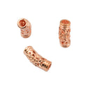 12 Pieces Curved Tube Beads 17x6mm Rose Gold Hollow Flower Spacer Metal Beads 4mm Hole for Bracelet Necklace Jewelry Making fit Rope Chains