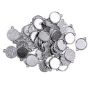 50 Piece Tibetan Silver Round Cabochon Settings Pendant Blanks Tray Base 12mm