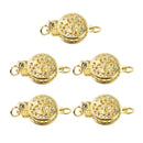 5 Pieces Double-Sided Hollow Flower Pendants Clasps Jewelry Making Connector Bracelet Connecting Accessories 1.4 CM