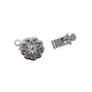 5 Sets Double Side Hollow Filigree Flower Pinch Push Box Clasps 14x8x3mm Vintage Silver Buckle Bracelet Ends Clasps DIY Jewelry Making Necklace Findings Accessories