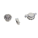 5 Sets Double Side Hollow Filigree Flower Pinch Push Box Clasps 14x8x3mm Vintage Silver Buckle Bracelet Ends Clasps DIY Jewelry Making Necklace Findings Accessories