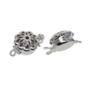 5 Sets Double Side Hollow Filigree Flower Pinch Push Box Clasps 14x8x3mm Vintage Silver Buckle Bracelet Ends Clasps DIY Jewelry Making Necklace Findings Accessories
