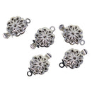 5 Sets Double Side Hollow Filigree Flower Pinch Push Box Clasps 14x8x3mm Vintage Silver Buckle Bracelet Ends Clasps DIY Jewelry Making Necklace Findings Accessories