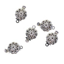 5 Sets Double Side Hollow Filigree Flower Pinch Push Box Clasps 14x8x3mm Vintage Silver Buckle Bracelet Ends Clasps DIY Jewelry Making Necklace Findings Accessories