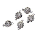 5 Sets Double Side Hollow Filigree Flower Pinch Push Box Clasps 14x8x3mm Vintage Silver Buckle Bracelet Ends Clasps DIY Jewelry Making Necklace Findings Accessories