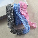 3 Yards Elastic Gingham Double Frill RIBBON Plaid Trim 25mm/1'' Wide for Handmade Baby Girl Teen Women, Ponytail Holder, Hair Elastics, Ribbon Hair Ties, Hairband, Headband