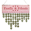 Family Friends Heart Reminder Calendar Wooden Board Plaque Hanging Decor