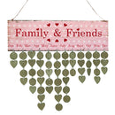 Family Friends Heart Reminder Calendar Wooden Board Plaque Hanging Decor