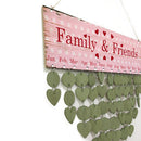 Family Friends Heart Reminder Calendar Wooden Board Plaque Hanging Decor