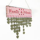 Family Friends Heart Reminder Calendar Wooden Board Plaque Hanging Decor