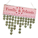 Family Friends Heart Reminder Calendar Wooden Board Plaque Hanging Decor