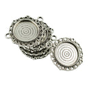 10 Piece Vintage Silver Round Cabochon Settings Pendant Blanks Tray Base 20mm