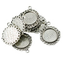 10 Piece Vintage Silver Round Cabochon Settings Pendant Blanks Tray Base 20mm