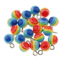 40 Pieces Round Striped Rainbow Resin Charms Pendants for Jewelry Making Craft 7mm