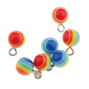 40 Pieces Round Striped Rainbow Resin Charms Pendants for Jewelry Making Craft 7mm