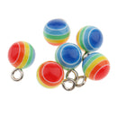 40 Pieces Round Striped Rainbow Resin Charms Pendants for Jewelry Making Craft 7mm