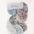20 Piece Assorted Printed 2 Holes Wooden Buttons for Scrapbooking Craft 30mm