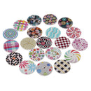 20 Piece Assorted Printed 2 Holes Wooden Buttons for Scrapbooking Craft 30mm