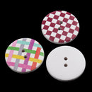 20 Piece Assorted Printed 2 Holes Wooden Buttons for Scrapbooking Craft 30mm