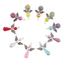10 Piece Pearl Polymer Clay Angel Wings Charms Pendants for DIY Jewelry Key Ring Hanging Decoration