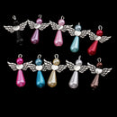 10 Piece Pearl Polymer Clay Angel Wings Charms Pendants for DIY Jewelry Key Ring Hanging Decoration