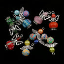 10 Pieces Mixed 21x30mm Angel Wing Charms Pendants Faceted Acrylic Heart Beads Clay Beads Alloy Butterfly Wings fit Necklace Earring Bracelet Crafts DIY Findings