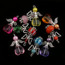 10 Pieces Mixed Silver Angel Butterfly Wings Charms Pendants Faceted Beads