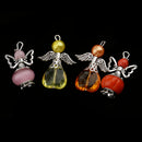 10 Pieces Mixed Silver Angel Butterfly Wings Charms Pendants Faceted Beads