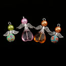 10 Pieces Mixed Angel Charms Pendants Faceted Acrylic Heart Beads Clay Beads Alloy Wings fit Necklace Earring Bracelet Crafts DIY Findings