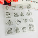 Cake and Tea Design Clear Silicone Rubber Stamp Sheet Cling Scrapbooking Cards DIY