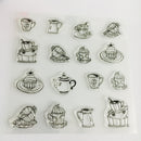 Cake and Tea Design Clear Silicone Rubber Stamp Sheet Cling Scrapbooking Cards DIY