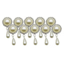 10 Pieces Crystal Rhinestone Round Pearl Embellishments Button with Pearl Drops Flatback Appliques for Handmade Wedding Costume Phone Craft Bag Shoes Hair Accessories