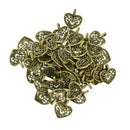 50 Piece Alloy Hollow Heart Shape Pendants Charms for Jewelry Making Accessories
