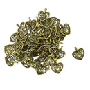 50 Piece Alloy Hollow Heart Shape Pendants Charms for Jewelry Making Accessories