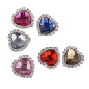 6 Pieces Alloy Heart Faceted Acrylic Rhinestone Flatback Buttons Scrapbooking Embellishments