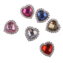 6 Pieces Alloy Heart Faceted Acrylic Rhinestone Flatback Buttons Scrapbooking Embellishments