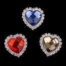 6 Pieces Alloy Heart Faceted Acrylic Rhinestone Flatback Buttons Scrapbooking Embellishments