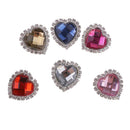 6 Pieces Alloy Heart Faceted Acrylic Rhinestone Flatback Buttons Scrapbooking Embellishments