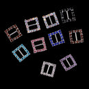 10 Piece Square Rhinestone Crystal Ribbon Buckles Sliders for Wedding Invitation