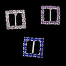 10 Piece Square Rhinestone Crystal Ribbon Buckles Sliders for Wedding Invitation