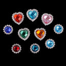 10 Pieces Round Heart Faceted Acrylic Rhinestone Flatback Buttons Scrapbooking Embellishments