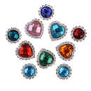 10 Pieces Round Heart Faceted Acrylic Rhinestone Flatback Buttons Scrapbooking Embellishments